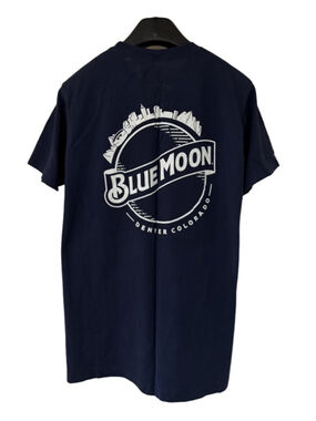 Teeluv Blue Moon Men’s Navy Blue Short Sleeve Shirt Sz M